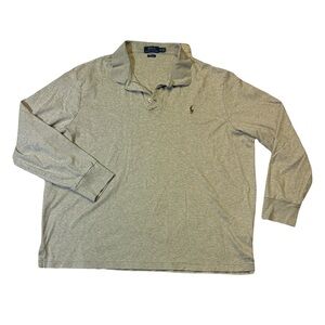 Polo Ralph Lauren mens 2XL XXL classic fit tan solid long sleeve soft polo shirt